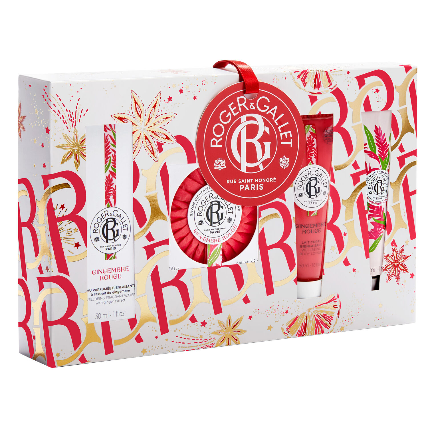 Roger&Gallet Gingembre Rouge Coffret Eau Parfumée Bienfaisante Gingembre Rouge 30 ml + 3 Produits