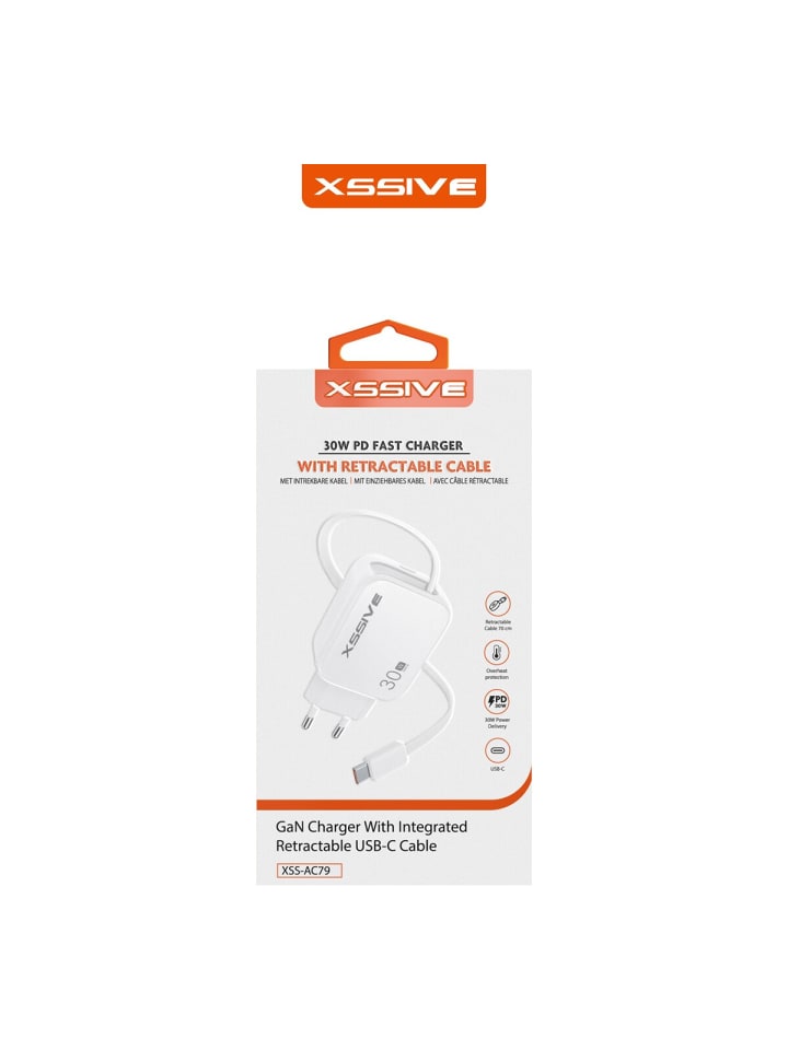 COFI 1453 Xssive 30W PD Schnellladegerät mit einziehbarem USB-C Kabel - Weiß in Weiß günstig kaufen onesize
