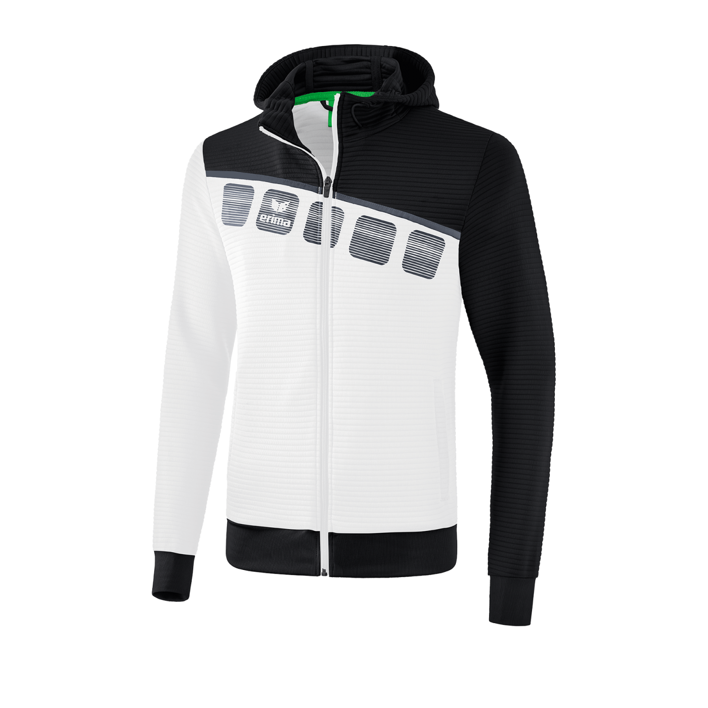 Erima 5-C Trainingsjacke Kapuze Kids Weiss Schwarz