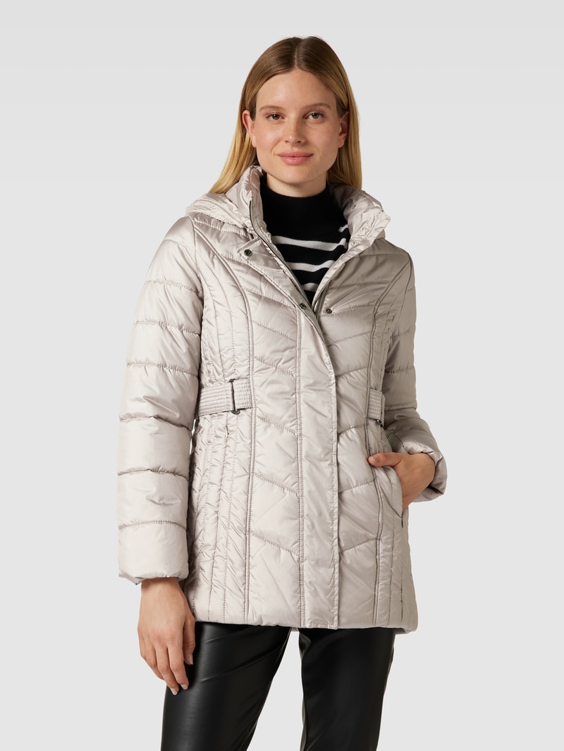 Steppjacke mit Taillengürtel in hellgrau