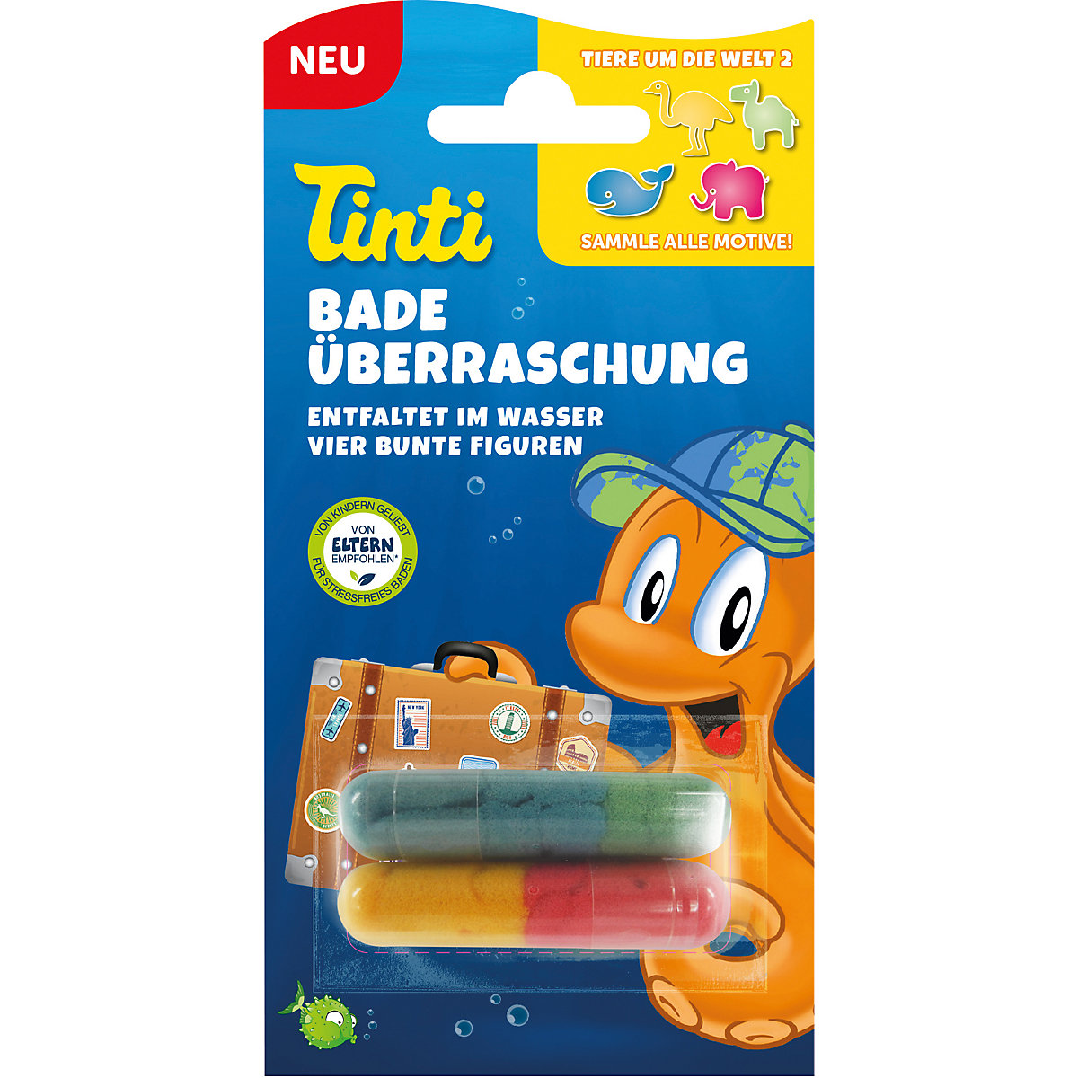 Badeüberraschung, 10er Pack, Badebohnen mit Schwammfiguren