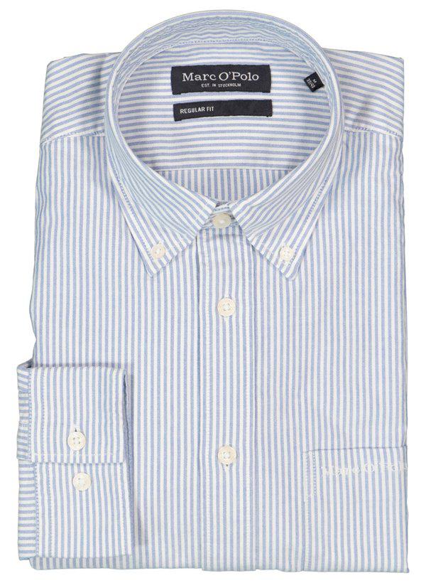 Marc O'Polo, Hemd, Regular Fit, Bio Baumwolle, blau-weiß gestreift