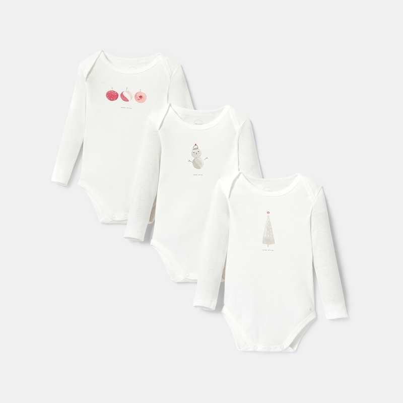Bodies bébé à motif imprimé Noël (lot de 3) blanc Absorba