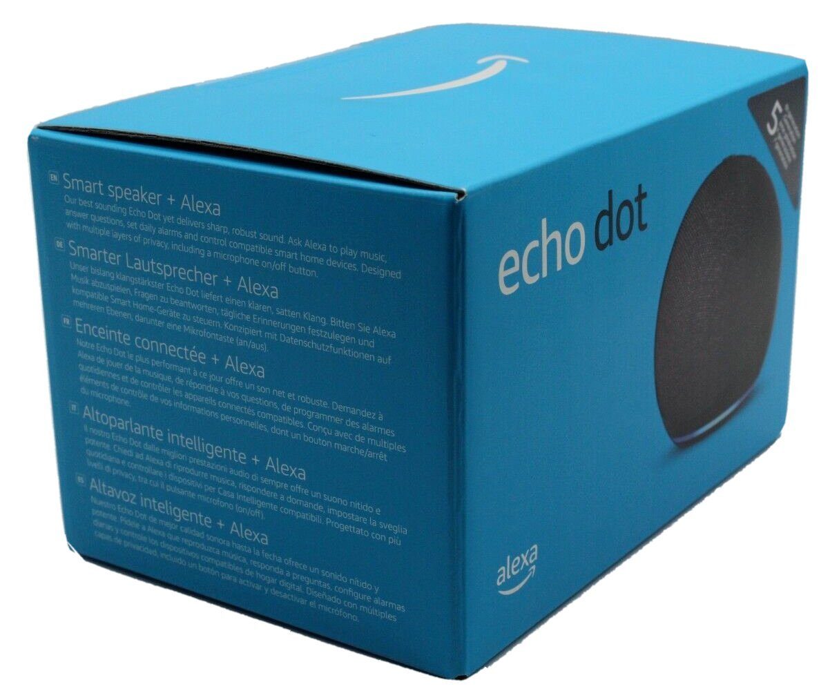 Amazon Echo Dot 5. Generation Alexa Smart Lautsprecher 2022 Smart Speaker (WLAN (WiFi), Bluetooth, mit Sprachsteuerung, Einfache Installation, Mikrofon-aus-Taste)
