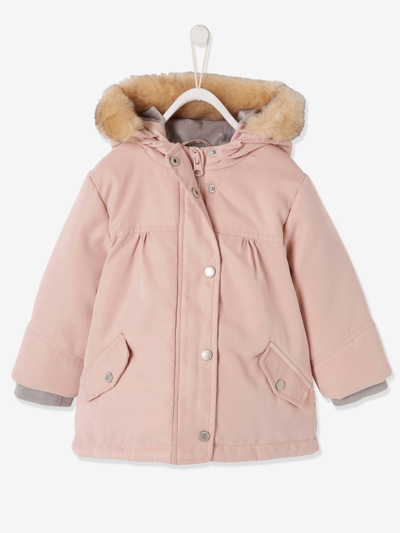 Parka 3 en 1 bébé fille rose pâle
