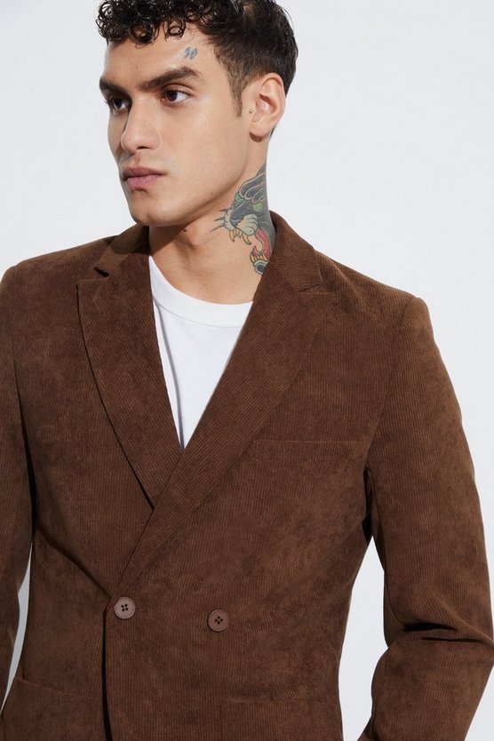 Zweireihiger Skinny Cord-Blazer