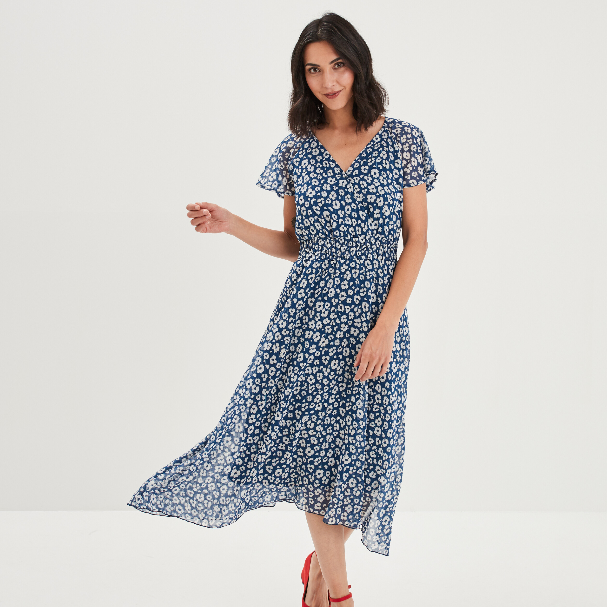 Robe midi droite bleu canard femme | La Halle