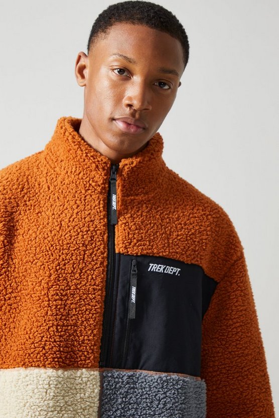 Active Oversize Colorblock Borg-Jacke