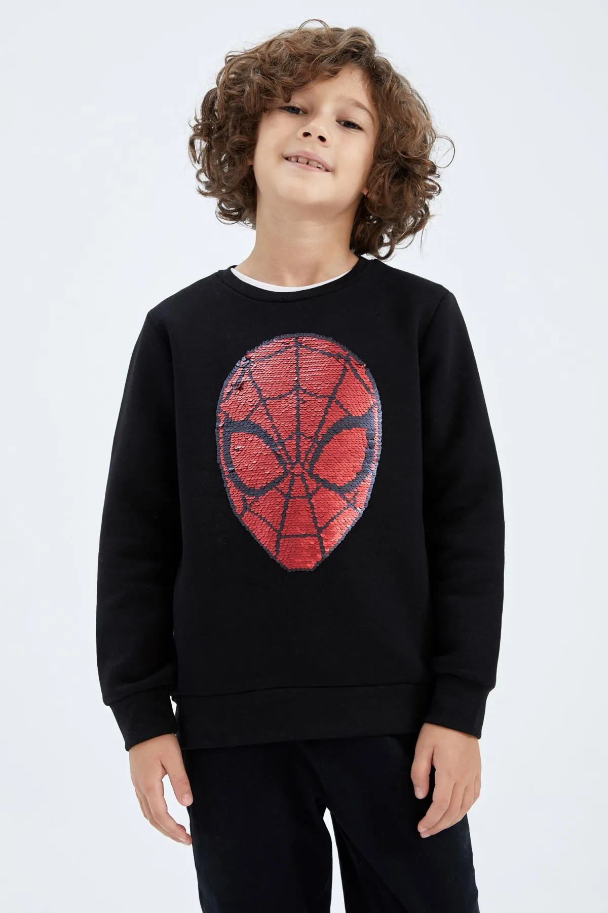DeFacto  Marvel Spiderman Pailletten-Sweatshirt mit Rundhalsausschnitt für Jungen
