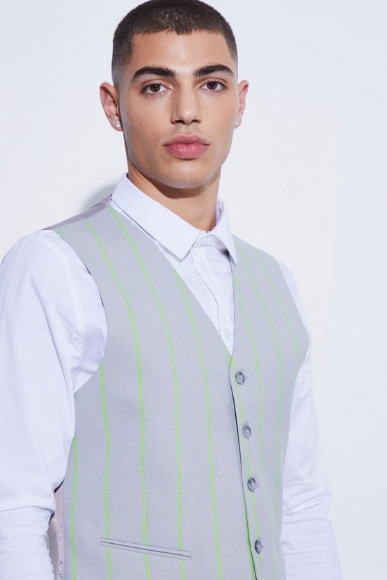 Slim-Fit Weste mit breiten Streifen