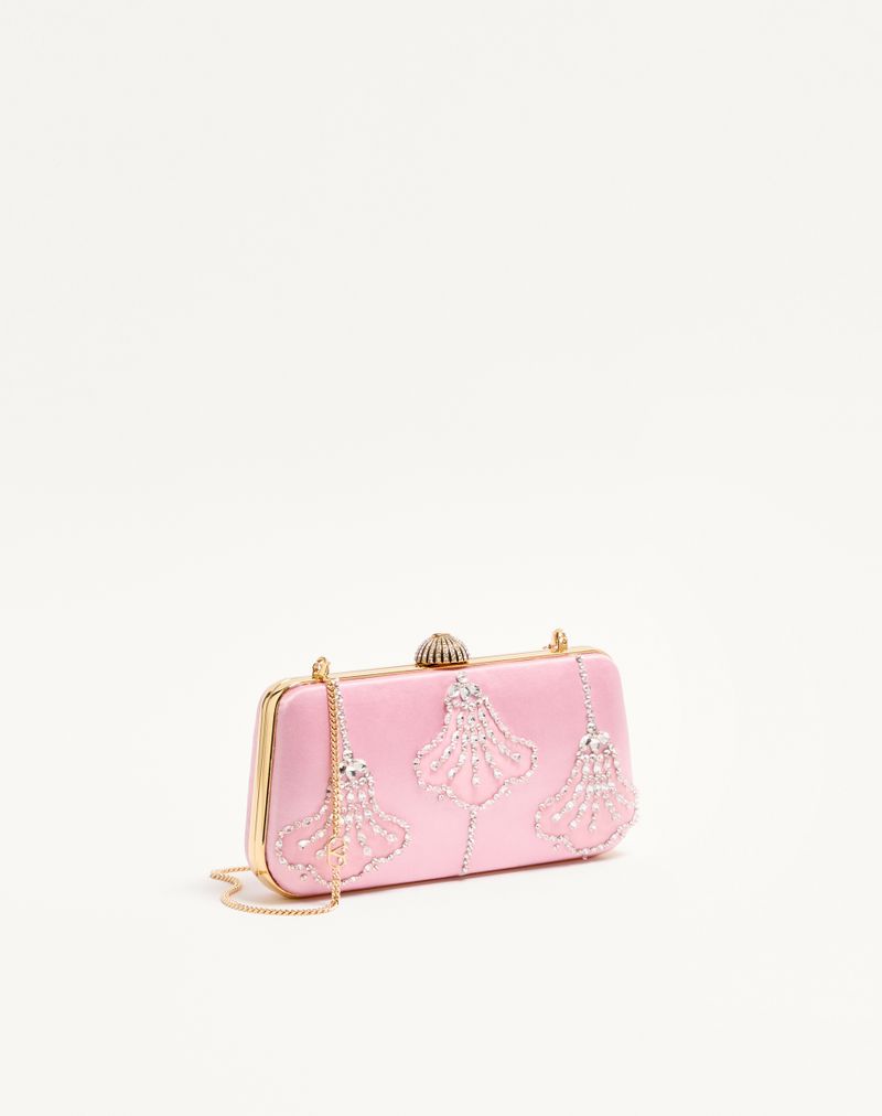 Bolsa Valentino Garavani Carry Secrets em cetim com bordado floral