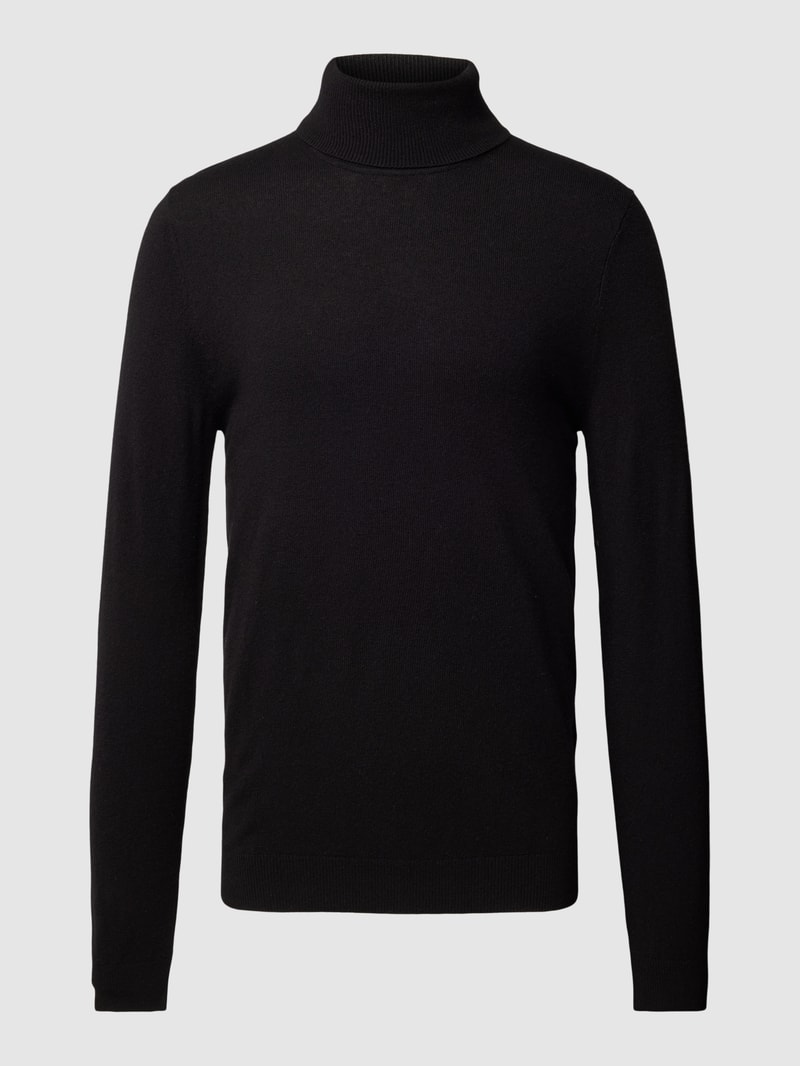 Strickpullover mit Rollkragen in schwarz