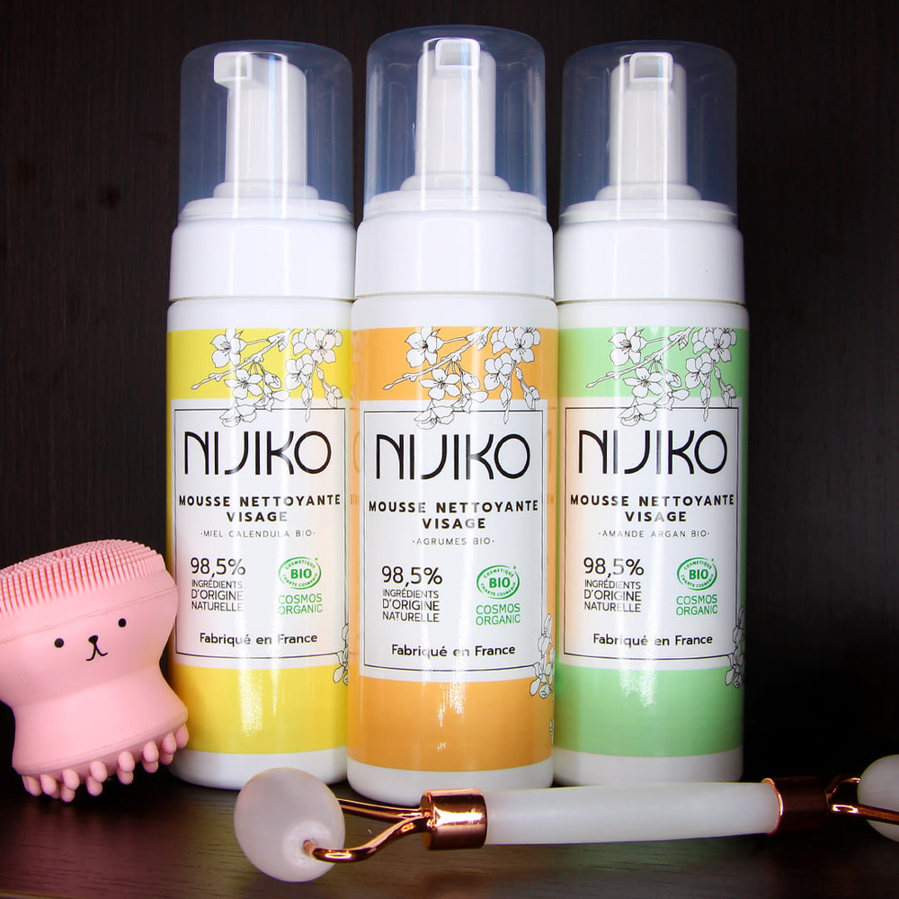 nijiko Mousse Nettoyante Visage Bio pour Peau Sensible Démaquillant et nettoyant