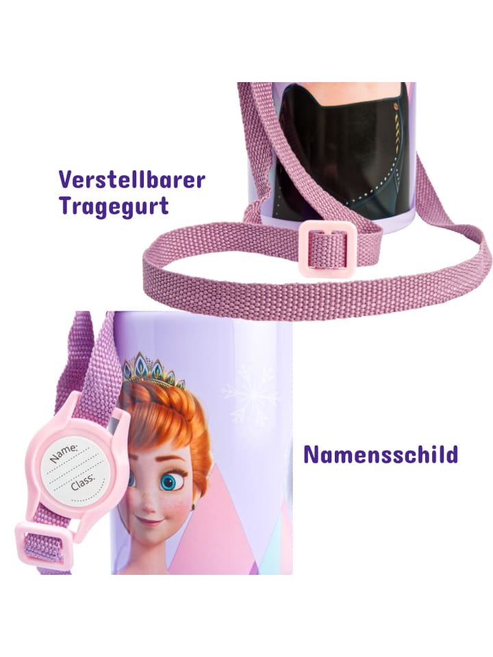 miniHeld Kinder Trinkflasche Frozen 600ml Aluminium Flasche Tragegurt Elsa Anna 6 Jahre günstig kaufen onesize