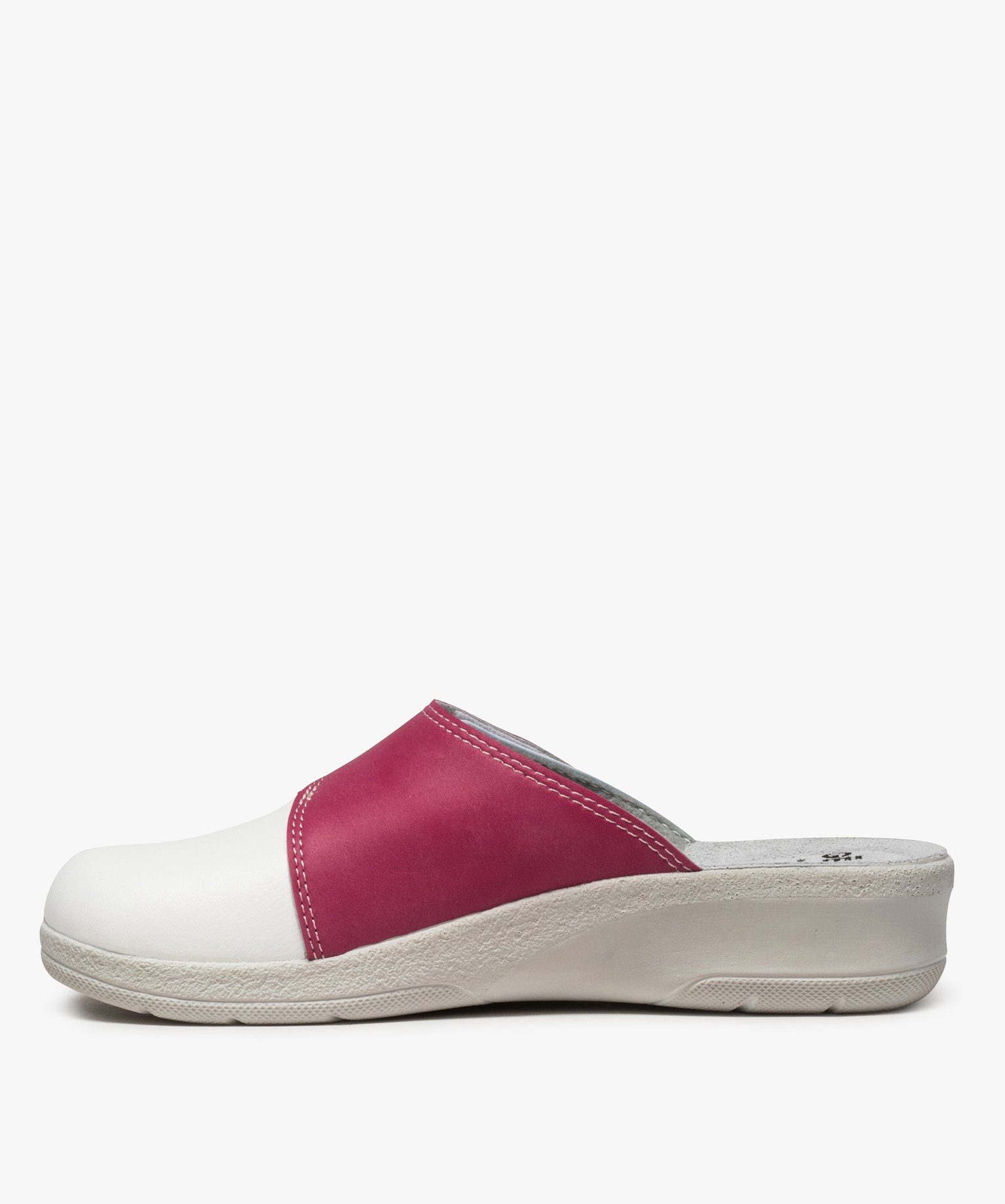 Sabots femme confort dessus bicolore ajustable à scratch blanc | GEMO