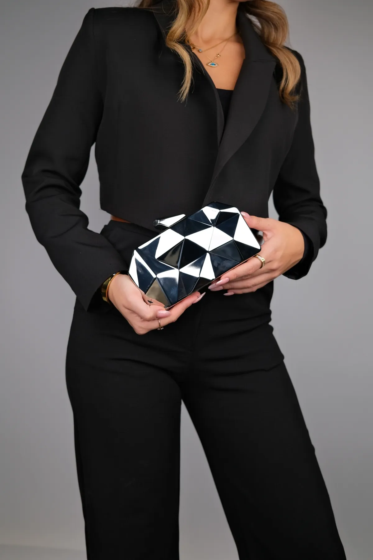 LuviShoes  Damen-Abendkleidtasche aus 921er Silbermetall