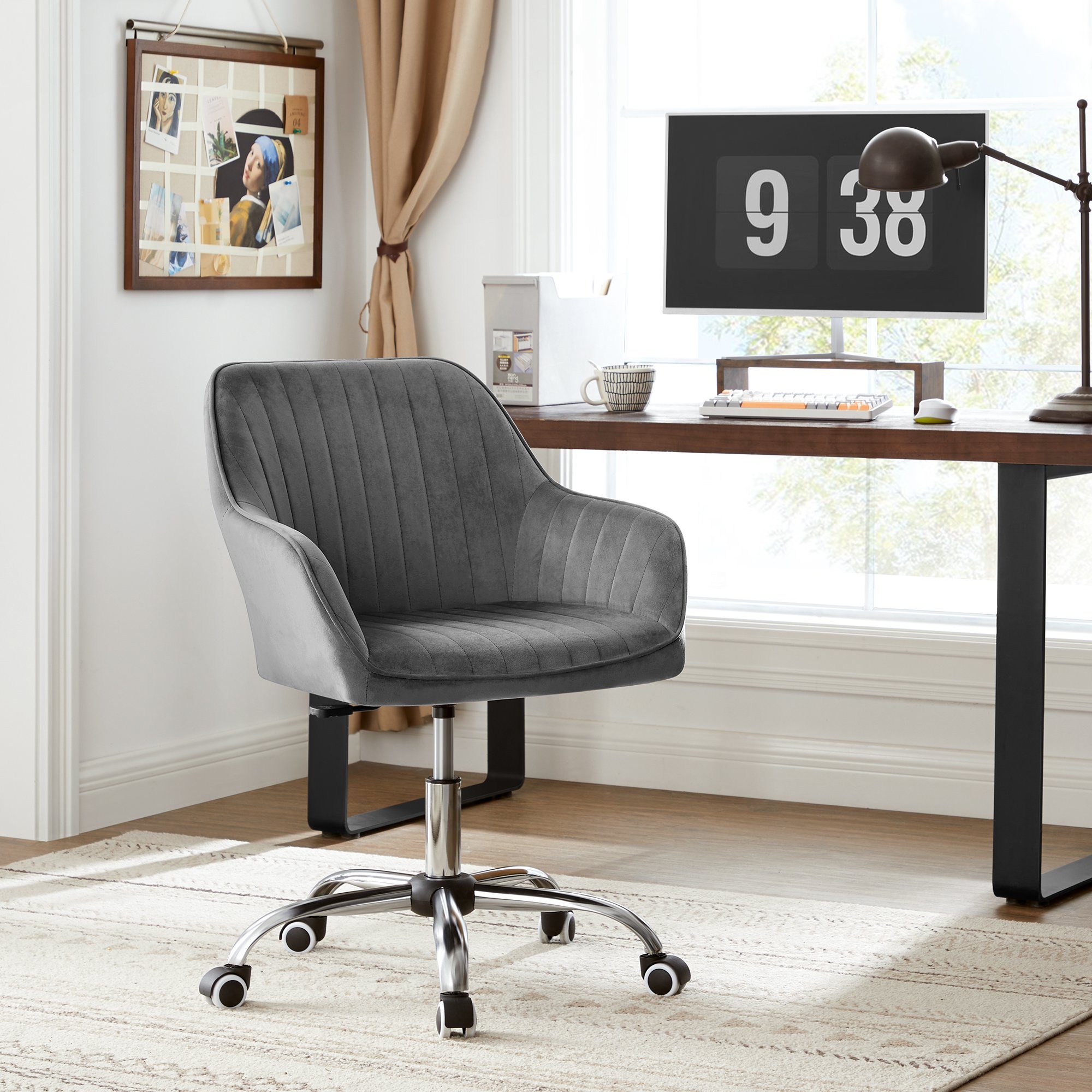 SONGMICS Bürostuhl, atmungsaktiv, Samt, Home-Office