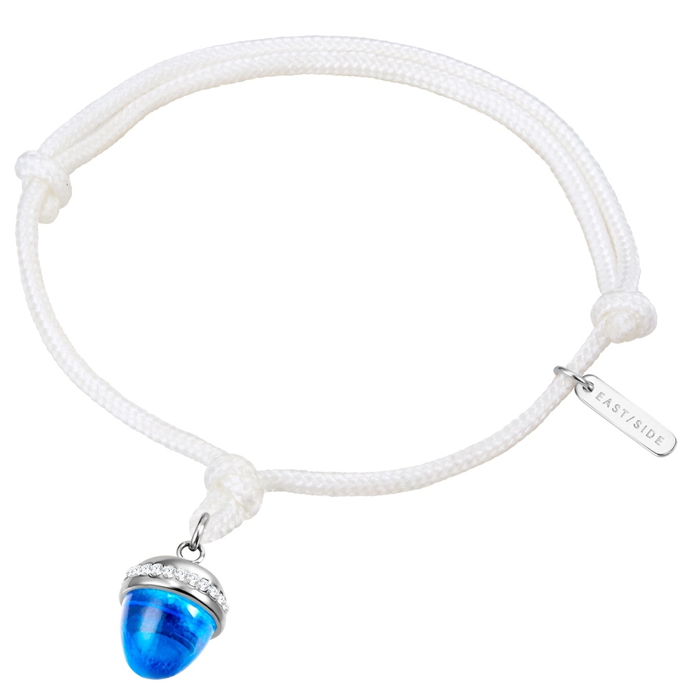 EASTSIDE Bracelet en acier inoxydable Textile Verre Cristal en Blanc Bracelet