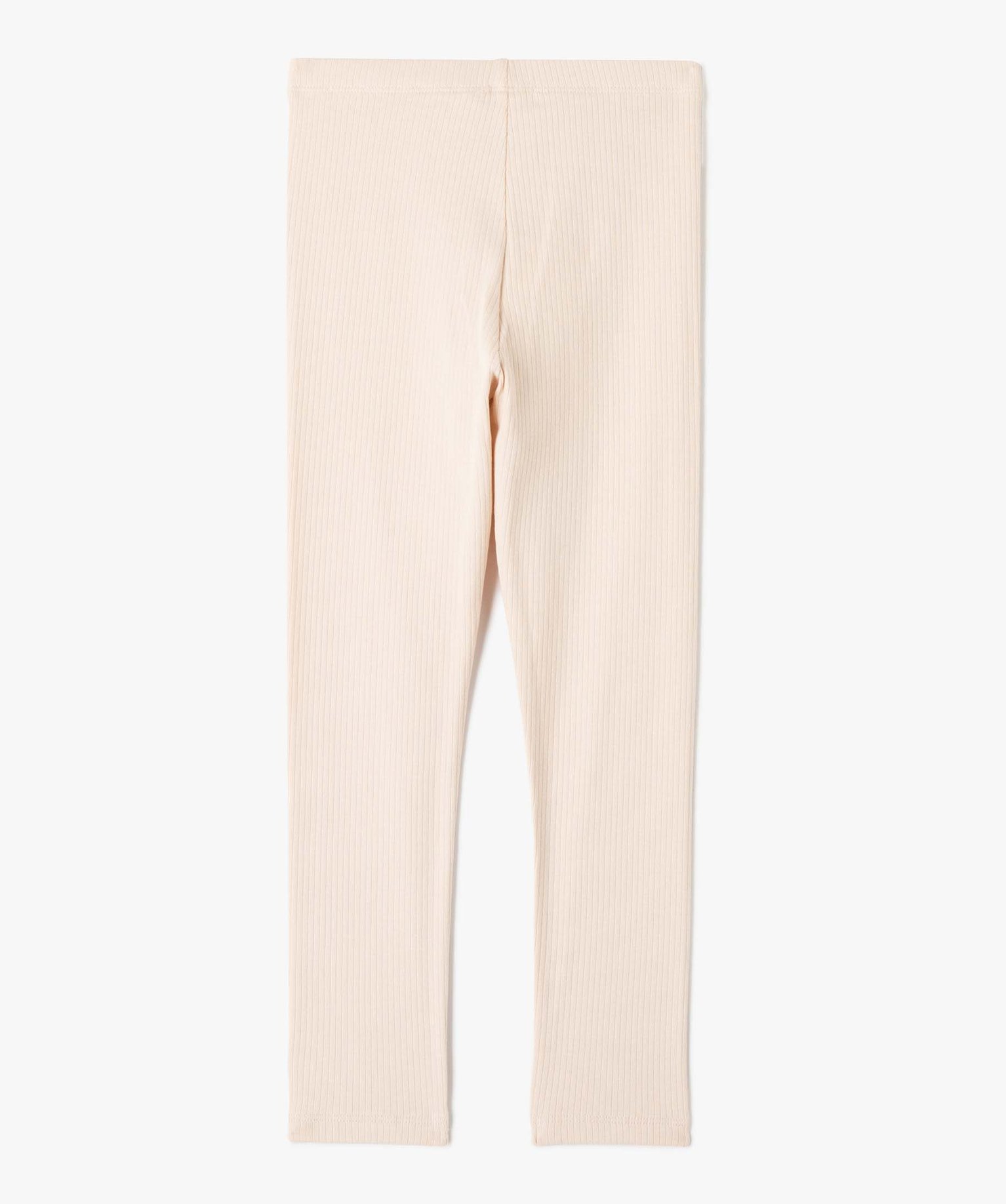 Legging fille à ctes et n?ud pailleté à la taille beige | GEMO