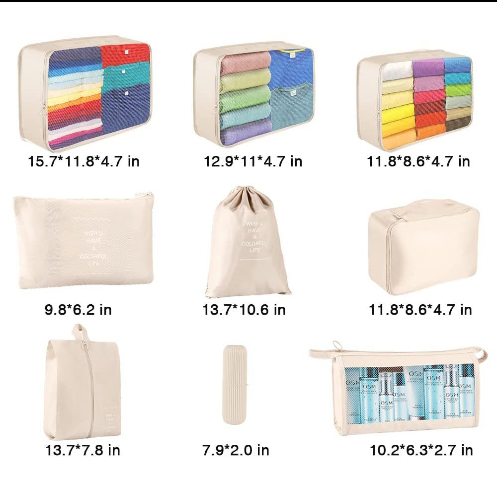 Bedee Kofferorganizer 9 Teilige Koffer Organizer Packing Cubes Kleidertaschen (9-tlg)