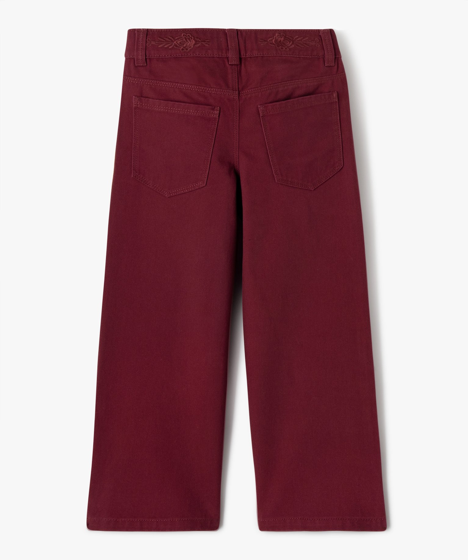 Pantalon ample en toile denim colorée fille rouge fonce | GEMO