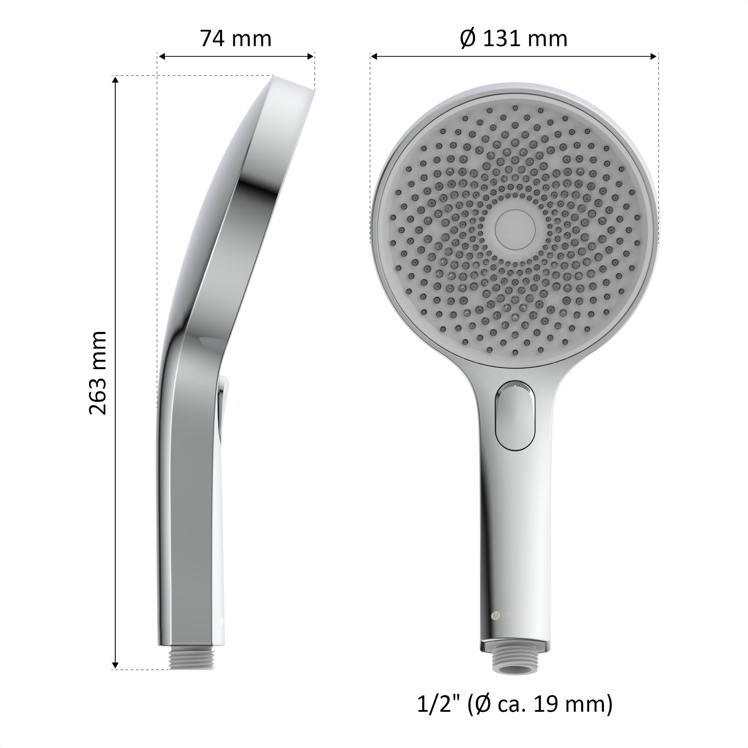instmaier Handbrause H1, Duschbrause mit einzigartigem Strahlbild, Wassersparend