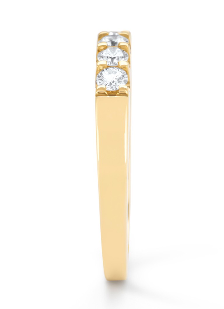 Inel cu vârf de diamant din aur galben, diamant de 0,35 ct, verighetă