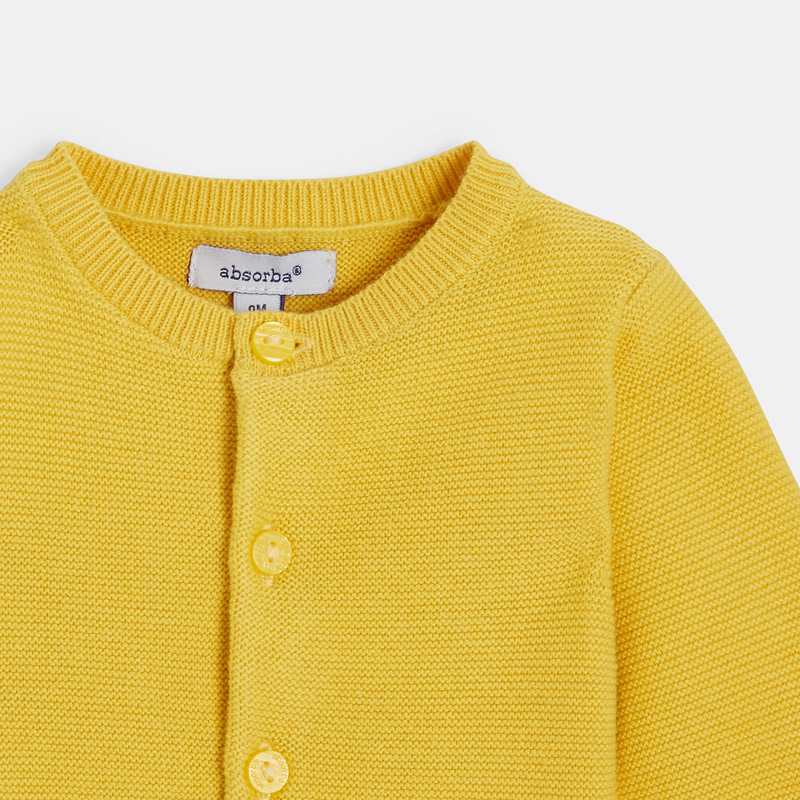 Cardigan bébé en coton bio jaune Absorba