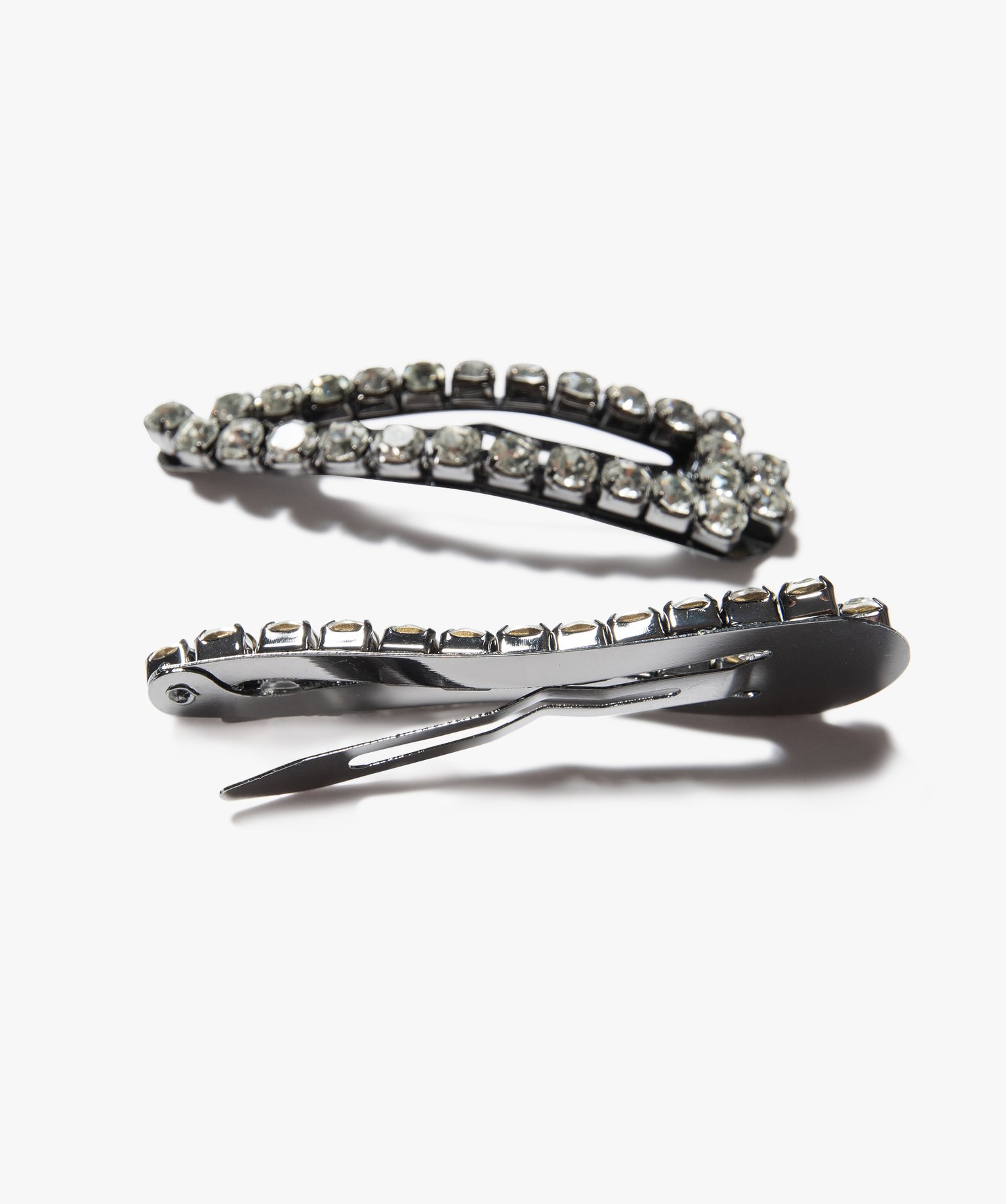 Barrettes femme forme clic-clac avec strass (lot de 2) argent | GEMO