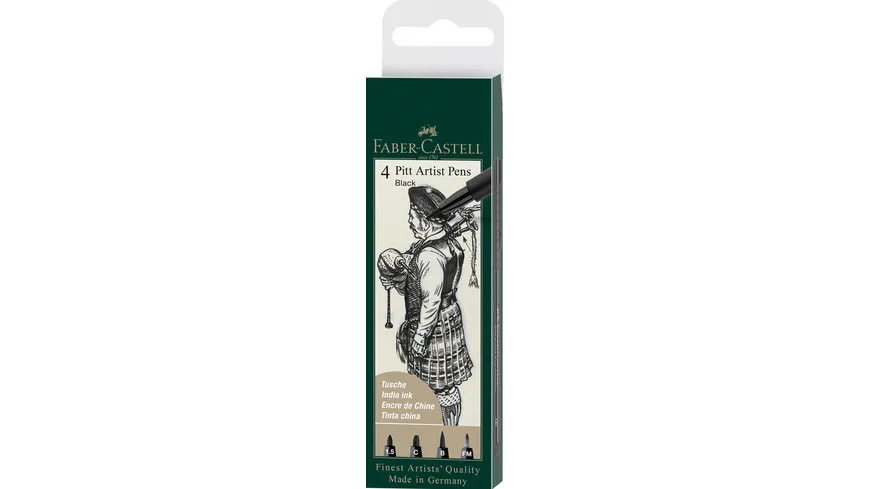 FABER-CASTELL Tuschezeichner Pitt Artist Pen schwarz 4er Etui schwarz