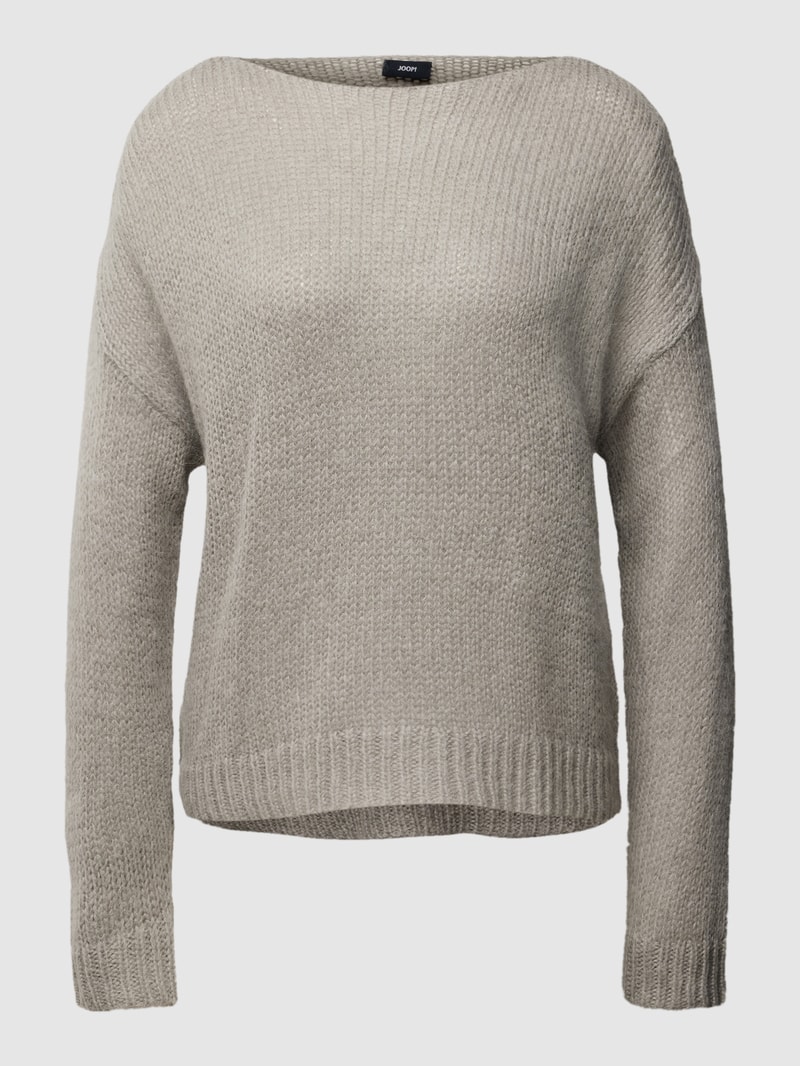 Strickpullover mit Rundhalsausschnitt in dunkelgrau meliert