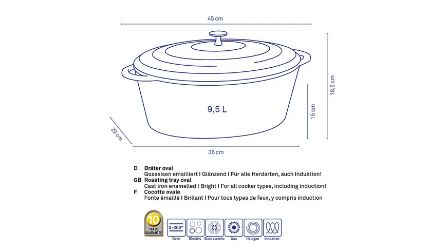 kela Bräter oval Calido 9,3l rot