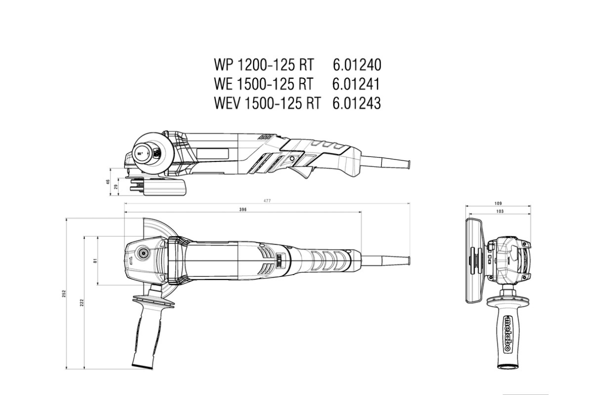 Metabo 601243500 WEV 1500-125 RT Γωνιακός Τροχός 125 mm