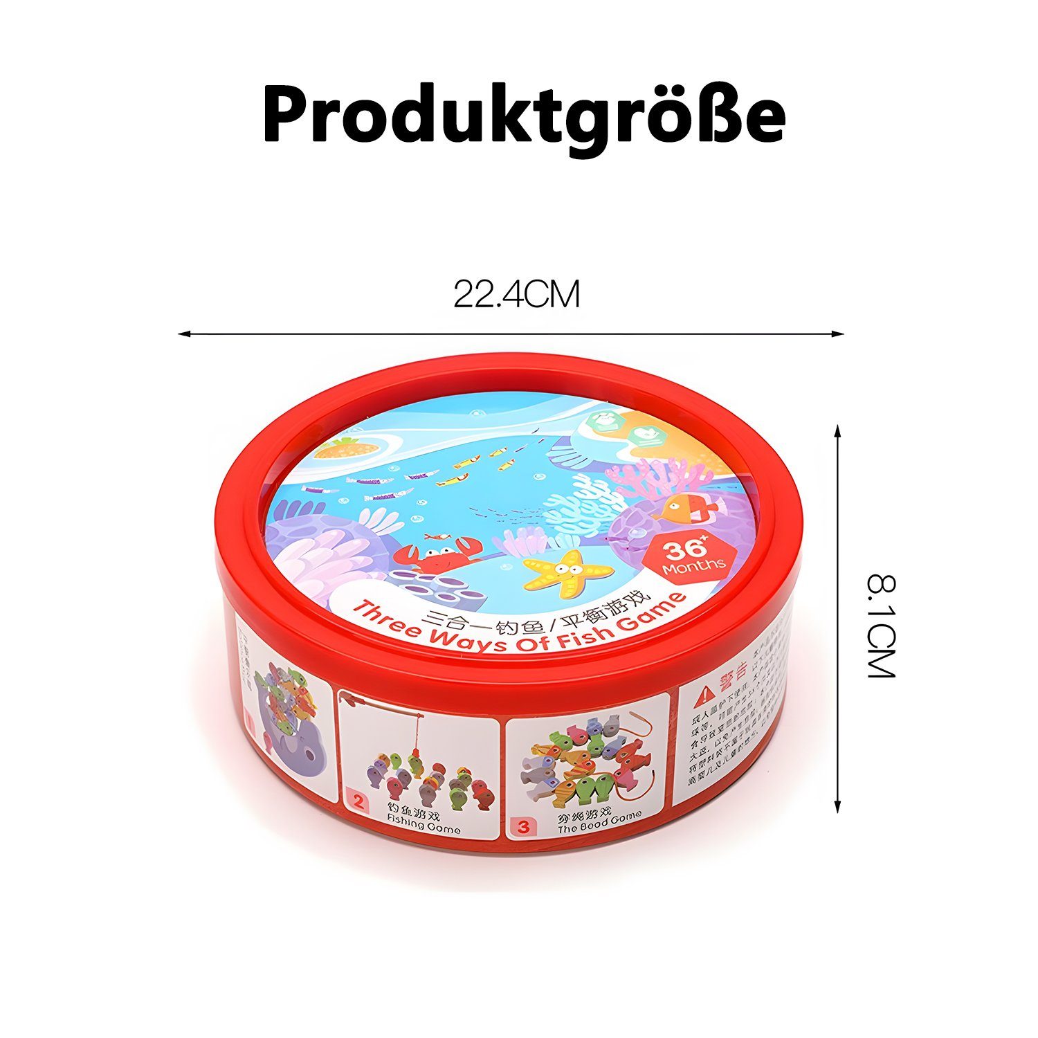 Wenta Lernspielzeug Magnetische Angelspiel Holzspielzeug (Fischspielzeug, Montessori, Feinmotorik Lernen, Weihnachtsgeschenk), Massivholz Baustein Wiehnachten Geschenk