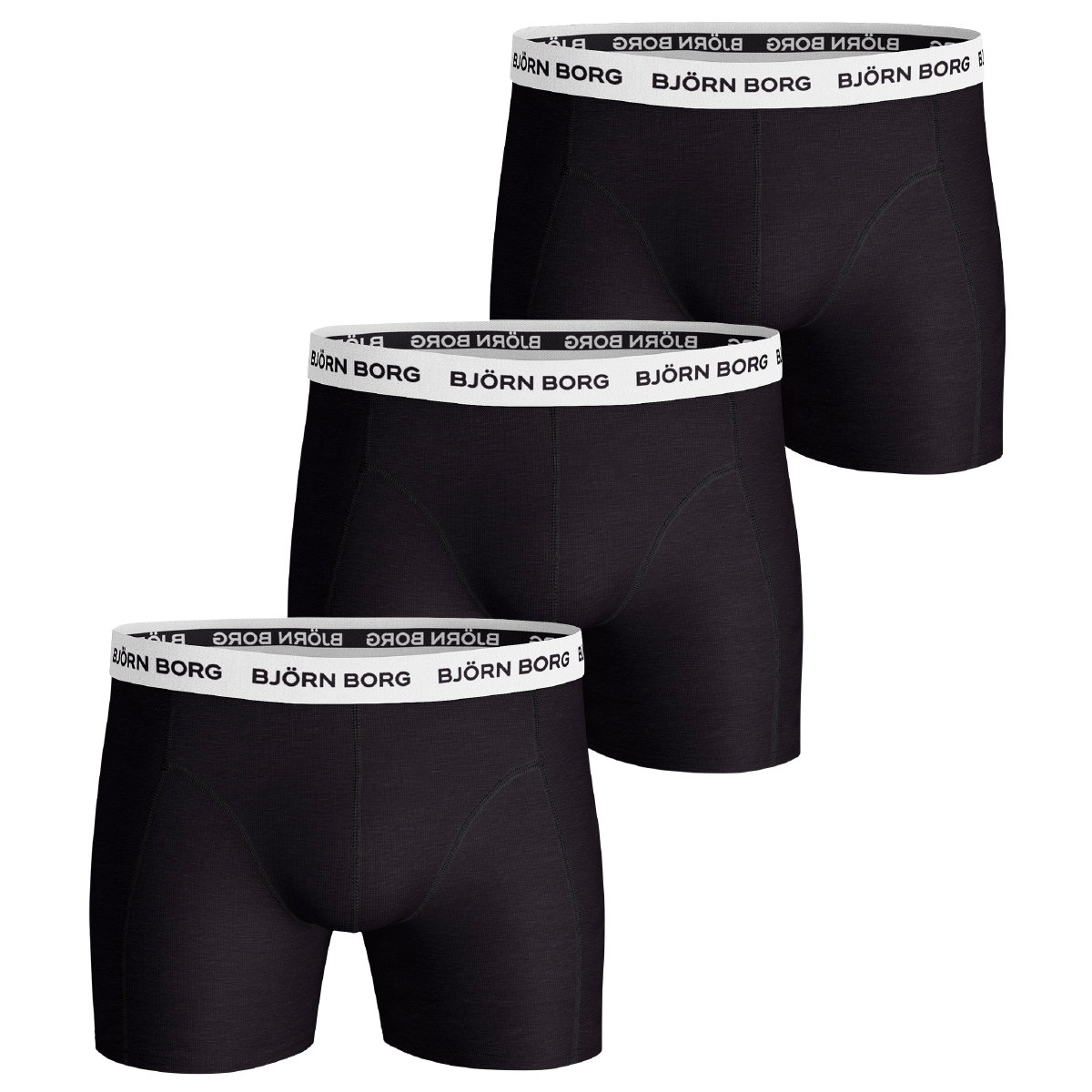 Björn Borg Contrast Solid Sammy 3er Pack Boxershorts schwarz
