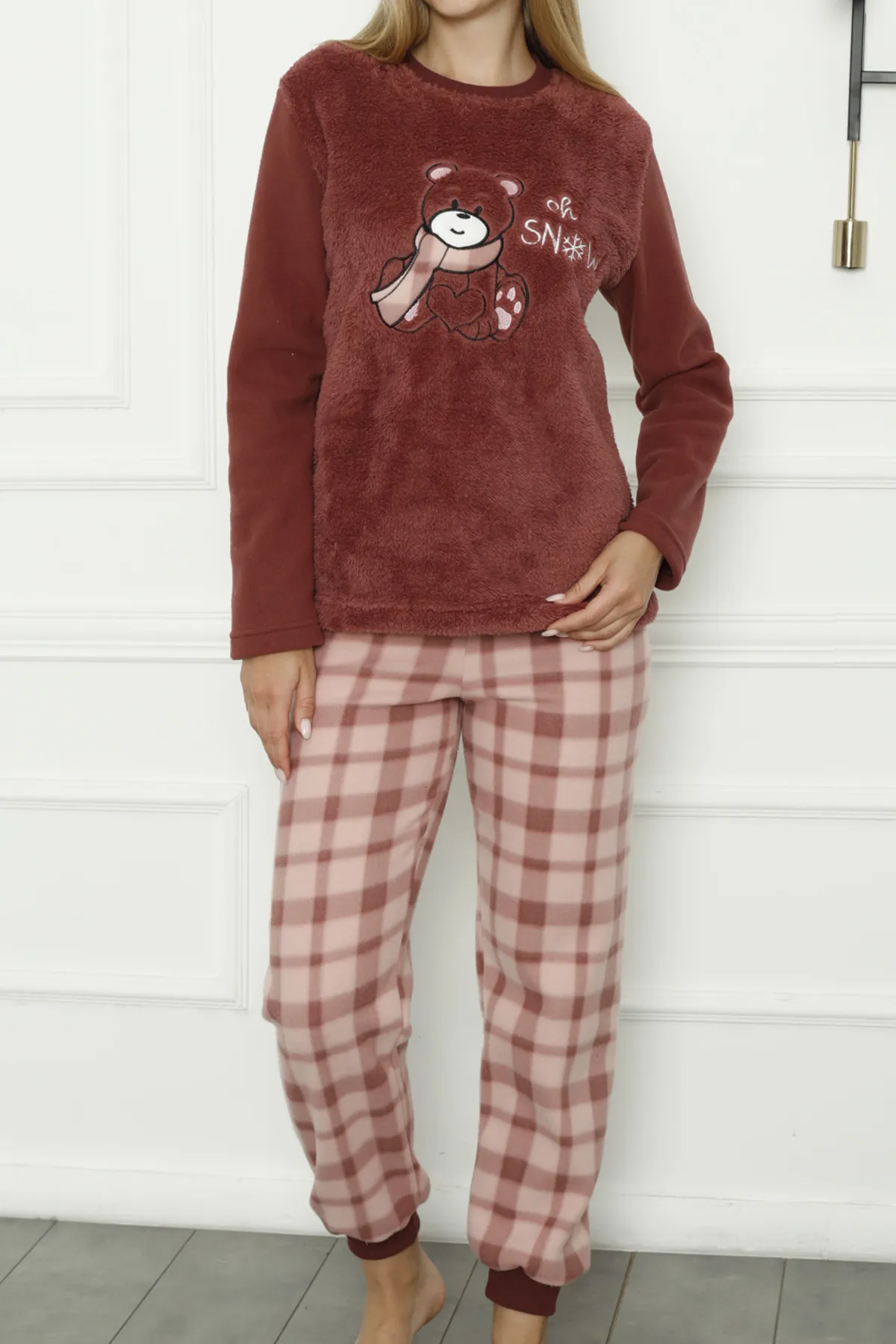 Nicoletta  Damen-Plüsch-Pyjama-Set Welsoft DRIED ROSE