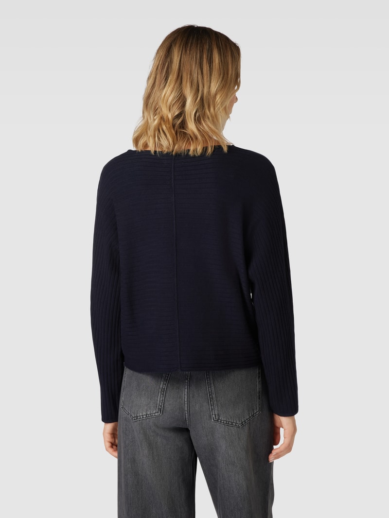 Strickpullover aus Viskose-Mix mit Rippenstruktur in marineblau