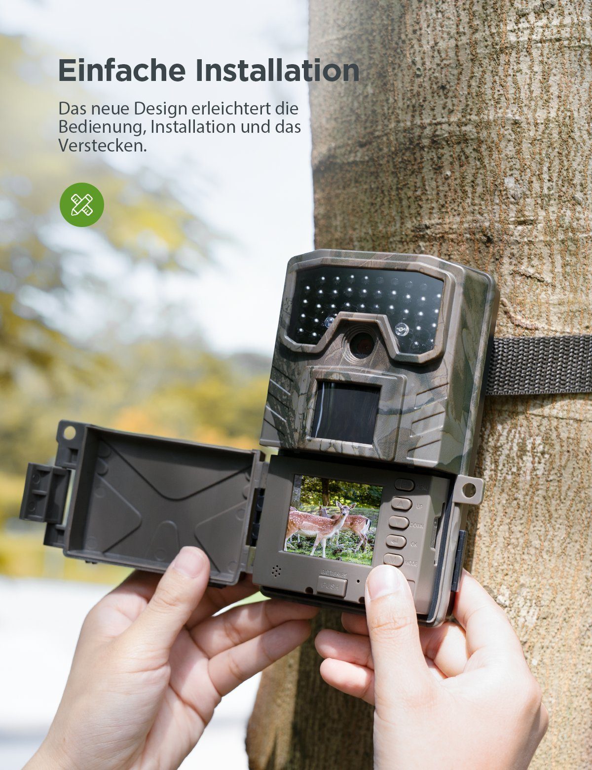 CEYOMUR Wildkamera mit Bewegungsmelder Nachtsicht, Wildtierkamera Wildkamera (1080P/20MP, IP66 Wasserdicht, 850nm IR)