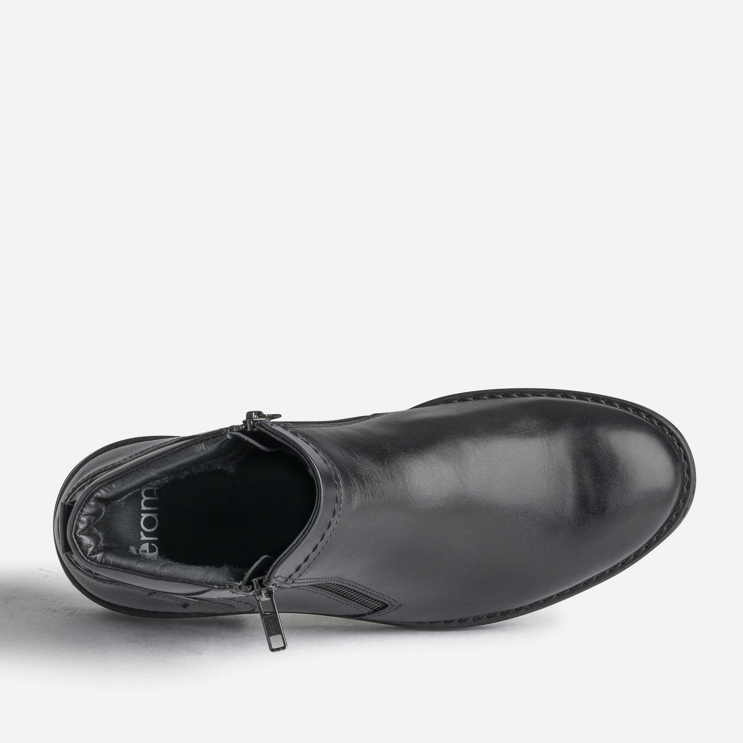 Boots noir en cuir à double zip