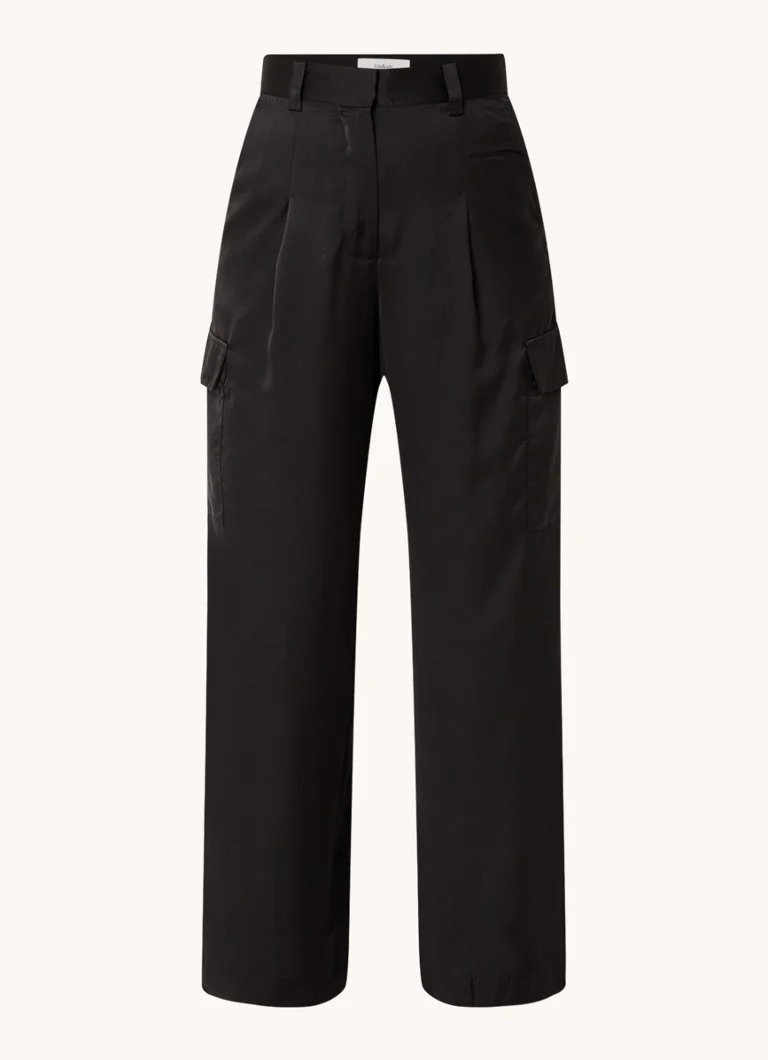 Pantaloni din satin cu talie înaltă și croială largă, cu buzunare cu clapă, de la ba&sh Cary