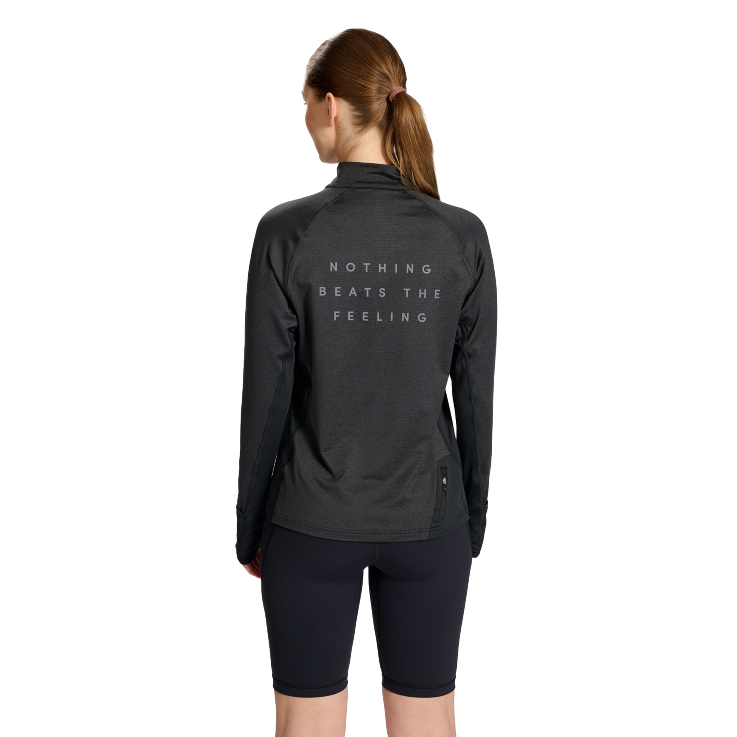 Mesa Half-Zip Lauftop Damen - Schwarz
