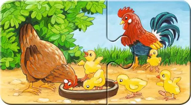 Kinderpuzzle ab 2 Jahren - Tierfamilien auf dem Bauernhof - 2 Teile