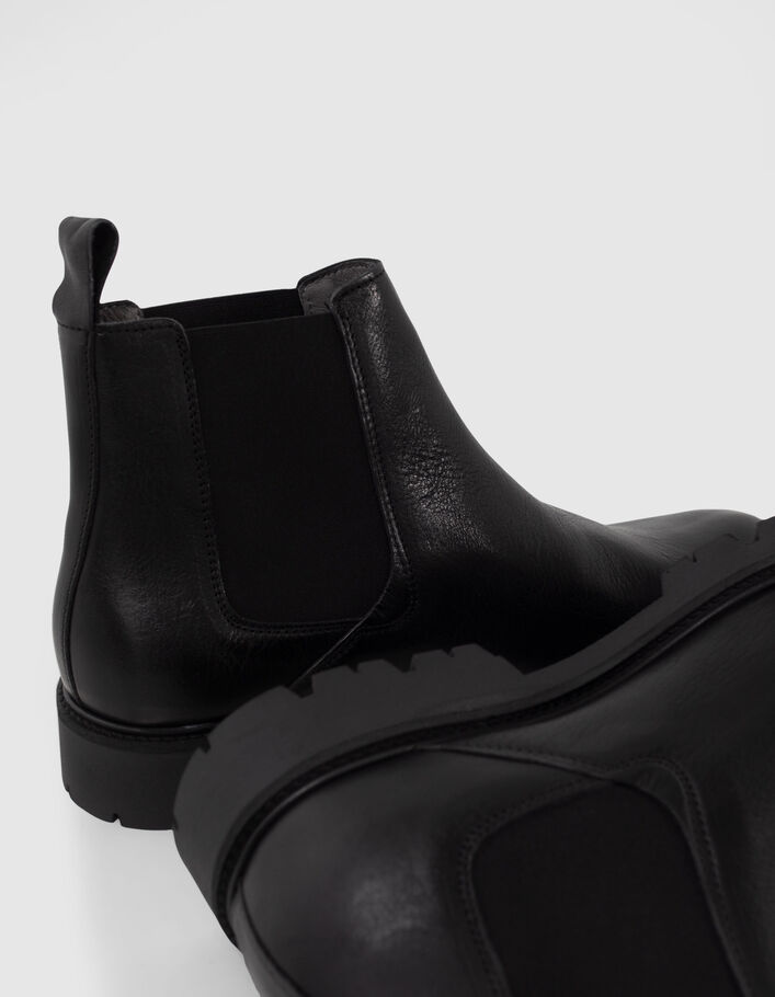 Chelsea boots noires en cuir semelles crantées Homme