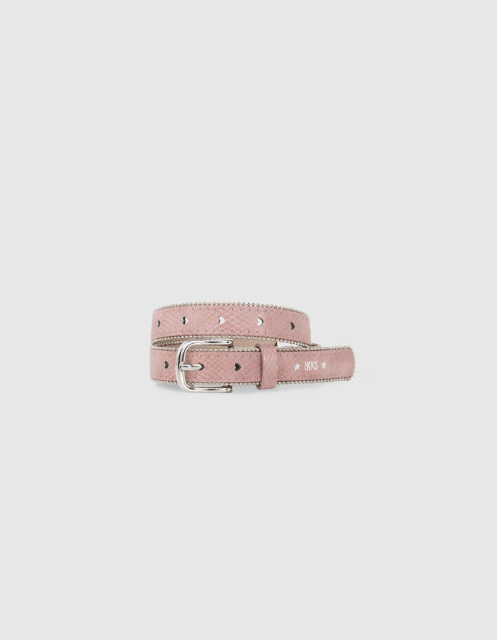 Ceinture rose ajourée coeurs et microbilles fille