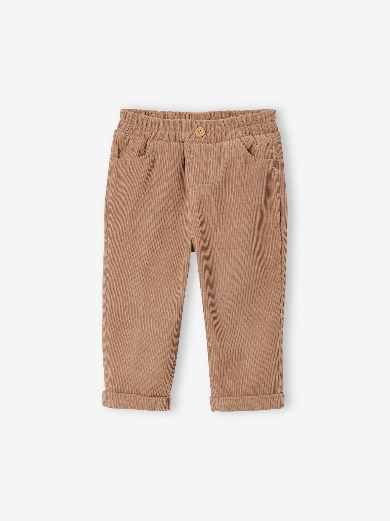 Pantalon bébé en velours côtelé taupe