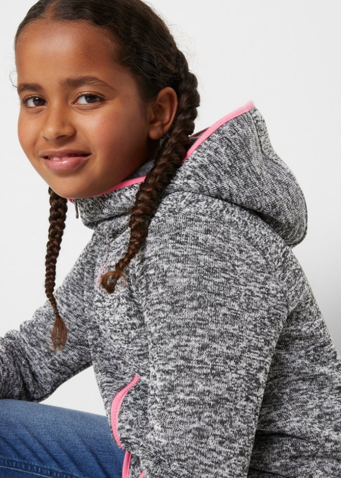 Mädchen Thermo-Strickfleecejacke mit Kapuze