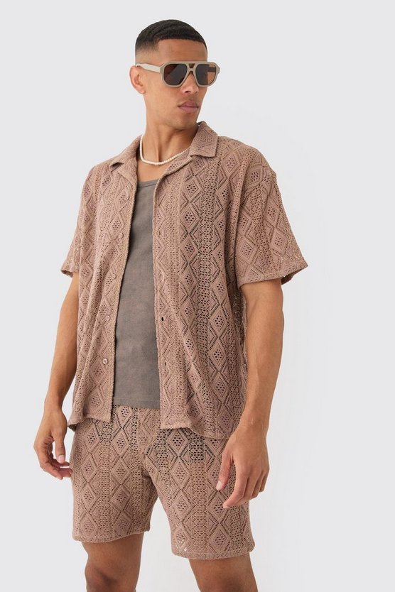 Kastiges gehäkeltes Hemd & Shorts