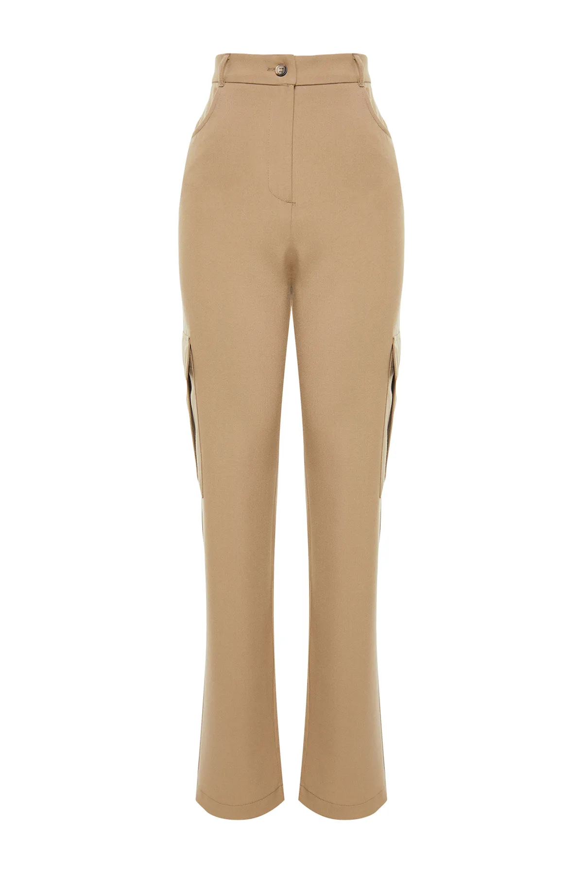 Trendyol Collection  Nerzfarbene, gerade/gerade geschnittene Cargo-Hose mit Taschen TWOSS24PL00044