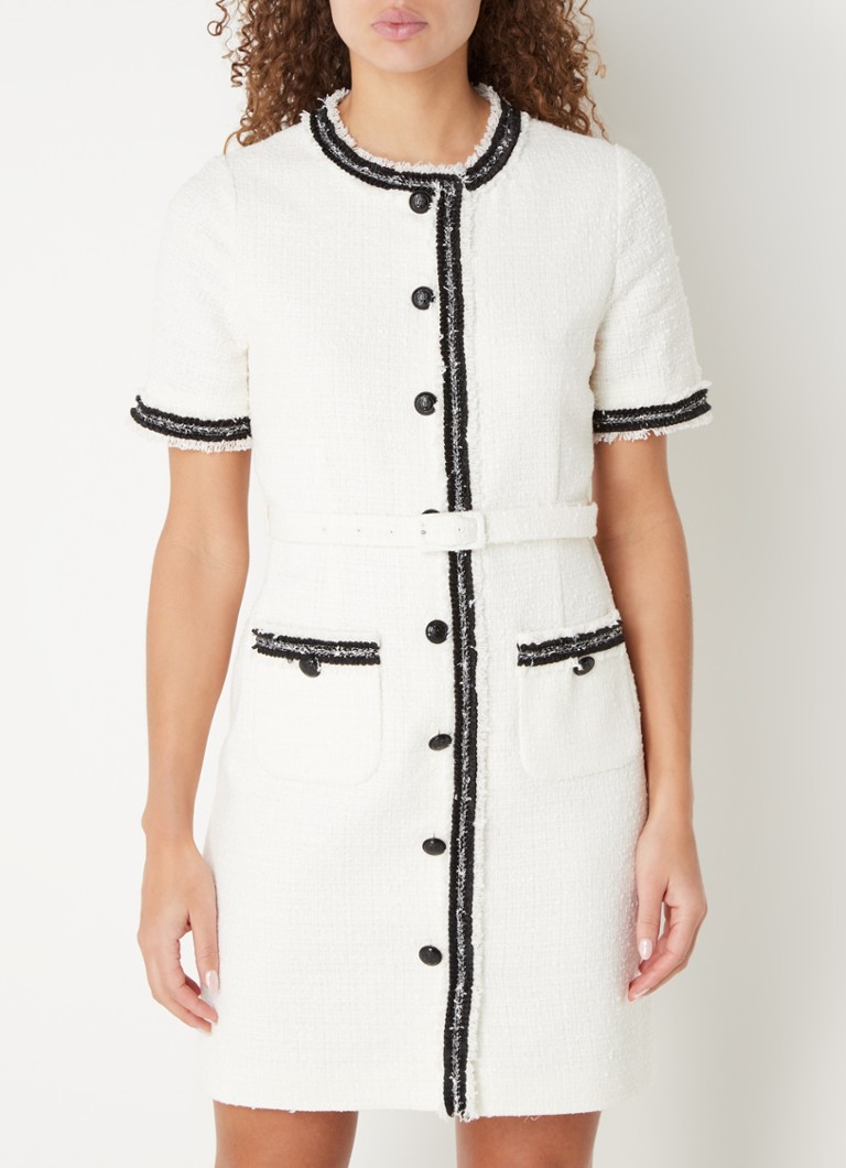 Rochie scurtă Charlie de la LKBennett, efect tweed, cu curea.