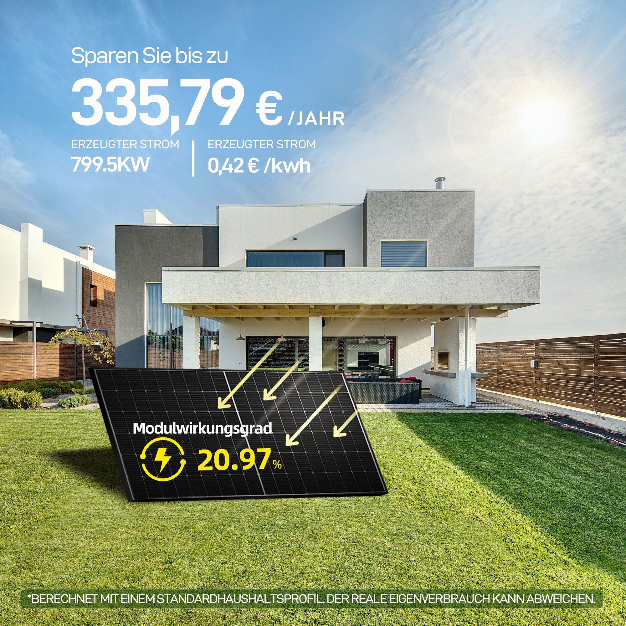 E.For.U Solarmodul Balkonkraftwerk 820W/800W KomplettSteckdose, 800,00 W, Mini-Solaranlage, (0% MwSt., Wechselrichter Upgradebar 600W auf 800W - WiFi Fernüberwachung), Mini-Solaranlage mit 2x Halterungen